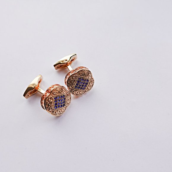 Wedding Cufflinks With Blue Swarovski Crystals - Picture 1 of 2